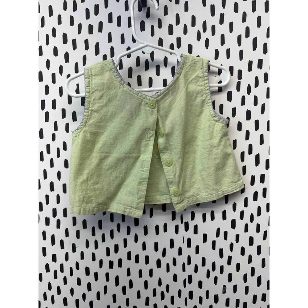 y2k vtg Kids Headquarters Sleeveless Top/ Pants Set Embroidered linen 2T green - Picture 5 of 7